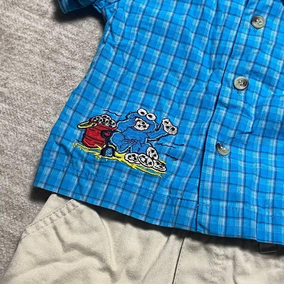 Vintage Sesame Street Cookie Monster Shirt & Shorts Outfit 6-9 Months - Picture 3 of 5